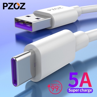 Pzoz สายชาร์จเร็ว Type-C 5A USB Type C สําหรับ Huawei Mate30 P30 P20