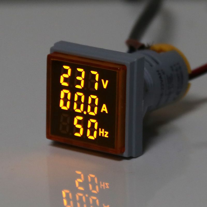 3in1 AC Voltmeter Ammeter Hz Current Frequency Panel Meter Indicator Digital Voltage Amp Hz Led Lamp