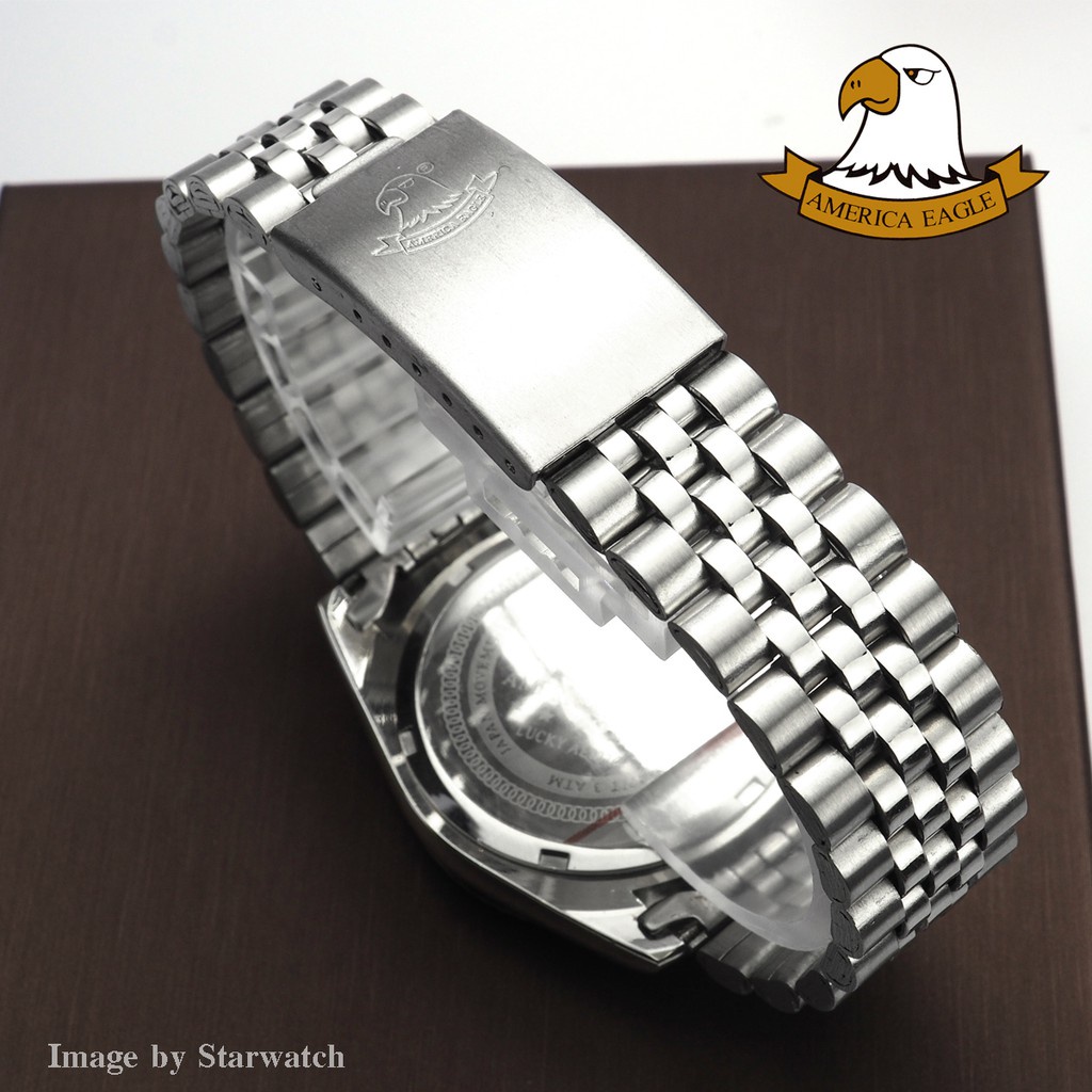 ♤AMERICA EAGLE นาฬิกาข้อมือสุภาพบุรุษ สายสแตนเลส รุ่น AE8006G -Silver/Black