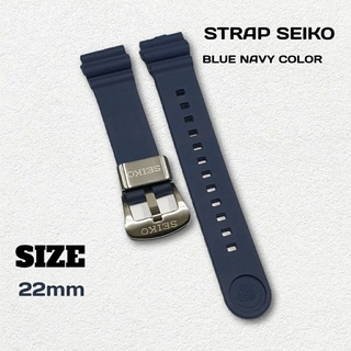 ใหม่ สายนาฬิกาข้อมือ Ruber Seiko Blue Navy ขนาด 22 มม. คุณภาพสูง