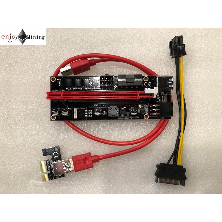 (ส่งจากไทย)Riser Card Ver009S PCI Express 4Pin 6Pin SATA Molex Power USB 3.0