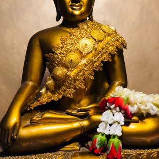 ผ้าสไบห่มพระพุทธรูป ผ้าสไบทิพย์ ผ้าสไบห่มพระ พร้อมสังวาลย์ สำหรับองค์พระหน้าตัก 9 นิ้ว