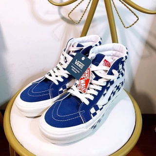 Vans SK8-Hi STYLE 38 รองเท้าผ้าใบลําลอง ข้อสูง ลายตารางหมากรุก สีฟ้า และสีขาว สําหรับผู้ชาย และผู้หญิง -1712