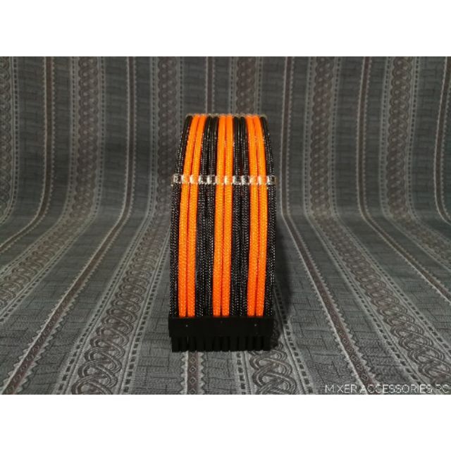 สายถัก24pin สีดำ-ส้ม