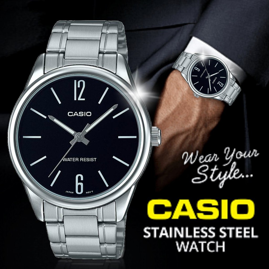 [ใส่โค้ดลดเพิ่ม] ของแท้ นาฬิกาข้อมือ Casio ผู้ชาย รุ่น MTP-V005 สายสแตนเลส