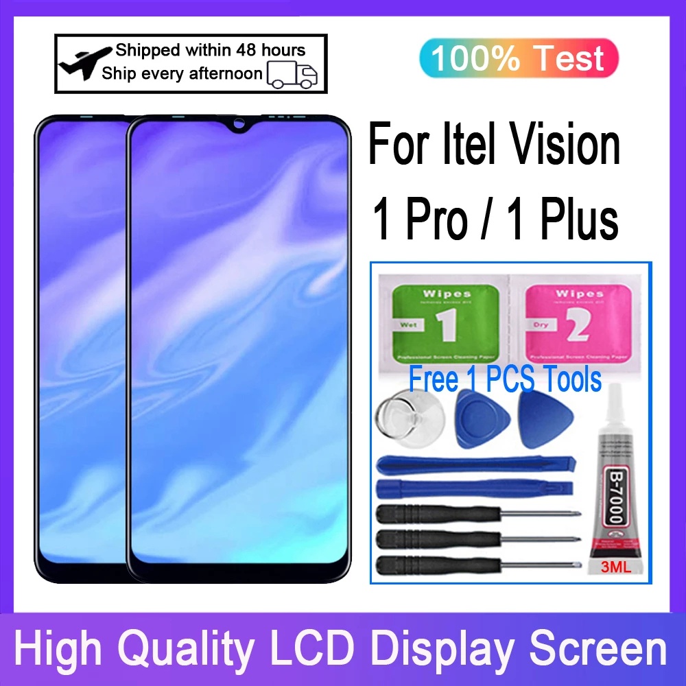 จอแสดงผล LCD สําหรับ ITEL Vision 1 PRO L6502 1 Plus L6501 S16 W6502 การประกอบจอสัมผัส Digitizer 100%