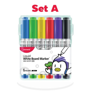 Monami SigmaFlo Liquid White  Board Marker ปากกาไวท์บอร์ด 6 สี ชุด เอ ขนาด 2 mm