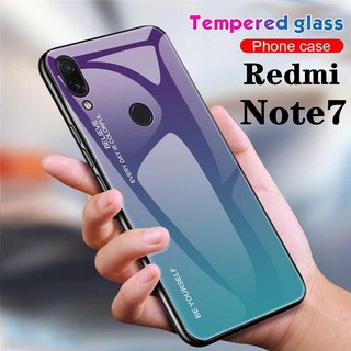 [ส่งจากไทย] Case Xiaomi Redmi Note7  เคสกระจกสองสี เคสเงาไล่สี ขอบนิ่ม เคสกันกระแทก สีกระจกเทมเปอร์ปลอกแก้วฝาหลังกันชน