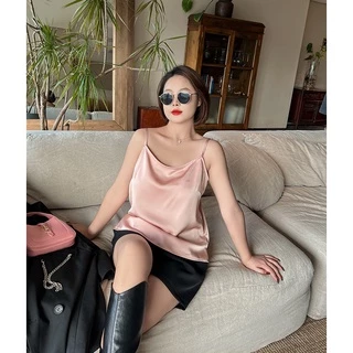 CiCi Plus+ SALE(3030)สายเดี่ยวซาติน ใส่สบายจับแมทซ์กางเกงอะไรก๋ดีงามสาวอวบ plus-size