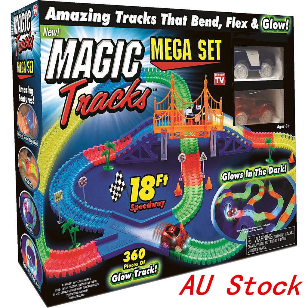 360PCS Magic Tracks Race Track With LED Race Cars Glow In The Dark Tracks/2 cars 