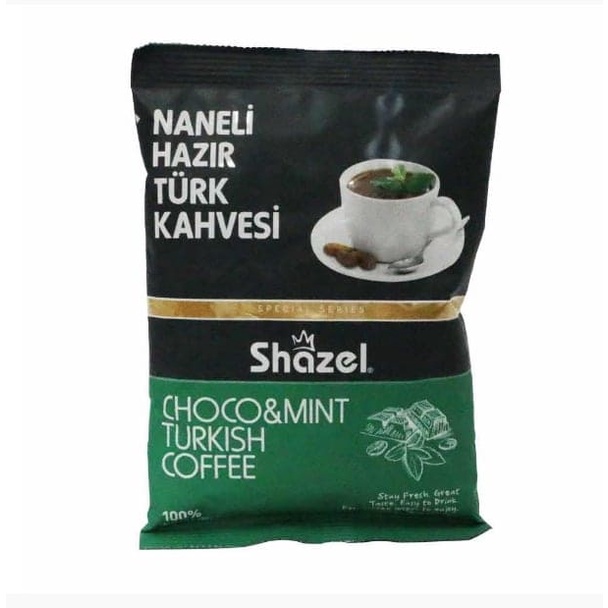 พร้อมจัดส่ง (ชงน้ำร้อนได้เลยค่ะ) กาแฟตุรกี Choco Mint Turkish Coffee เตอร์กิช คอฟฟี่ ขนาด 100 กรัม แบรนด์ Shazel