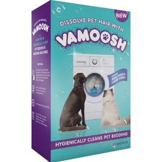 ผลิตภัณฑ์ซักผ้าเพื่อสลายขนสัตว์ 1 กล่อง3ซอง Vamoosh Pet Hair Dissolver ขจัดขนสัตว์เลี้ยงบนผ้าในเครื่องซักผ้าให้สลายไป