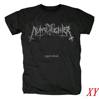 Xy เสื้อยืดคอกลม แขนสั้น ผ้าฝ้าย ลาย American Death Nunslaughterer Hard Core สีดํา