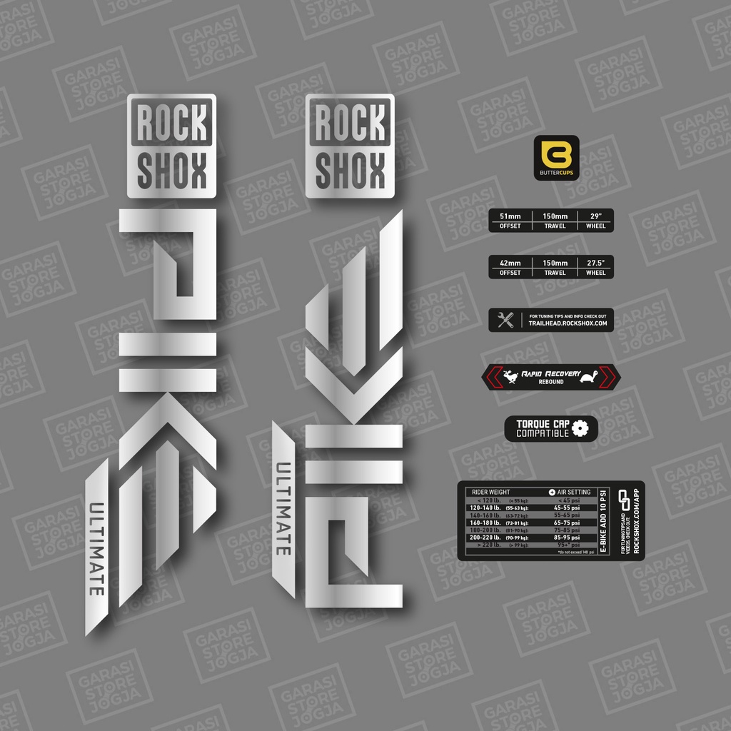 สติ๊กเกอร์ตัดรูปลอก Fork Rockshox Pike Untimate 2023 Chrome