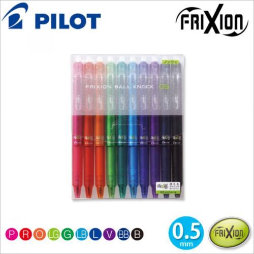 Pilot Frixion ปากกาลบได้ 0.5_0.7mm แบบกด - แพ็ค 10 สี