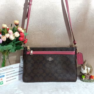 COACH F58316 EAST/WEST CROSSBODY WITH POP UP POUCH IN SIGNATURE
COLOR : IMITATION GOLD/BROWN ROUGE