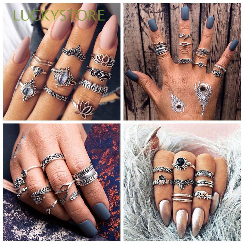 thumbnail image 2 of Crystal Alloy Rings Set For Women Jewelry Adjustable Ring For Girls Punk Accessories Fashion Jewelry 2 of 14