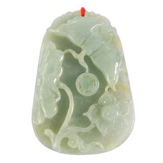 จี้หยกแท้แกะสลัก (Carved Jade Pendent) 40x57 mm - (JD-0005 สีเขียว)