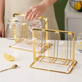 ที่วางแก้วเหล็ก 6 ใบ+ถาดรอง ที่คว่ำแก้วCup rack for storing water