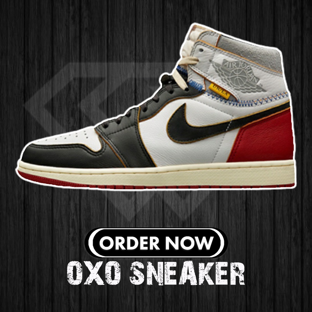 UNION LA X AIR JORDAN 1 RETRO HIGH OG NRG RED AJ1 黑红 (คุณภาพของแท้ 100%) BV1300-106 NIKE WOMEN MEN S