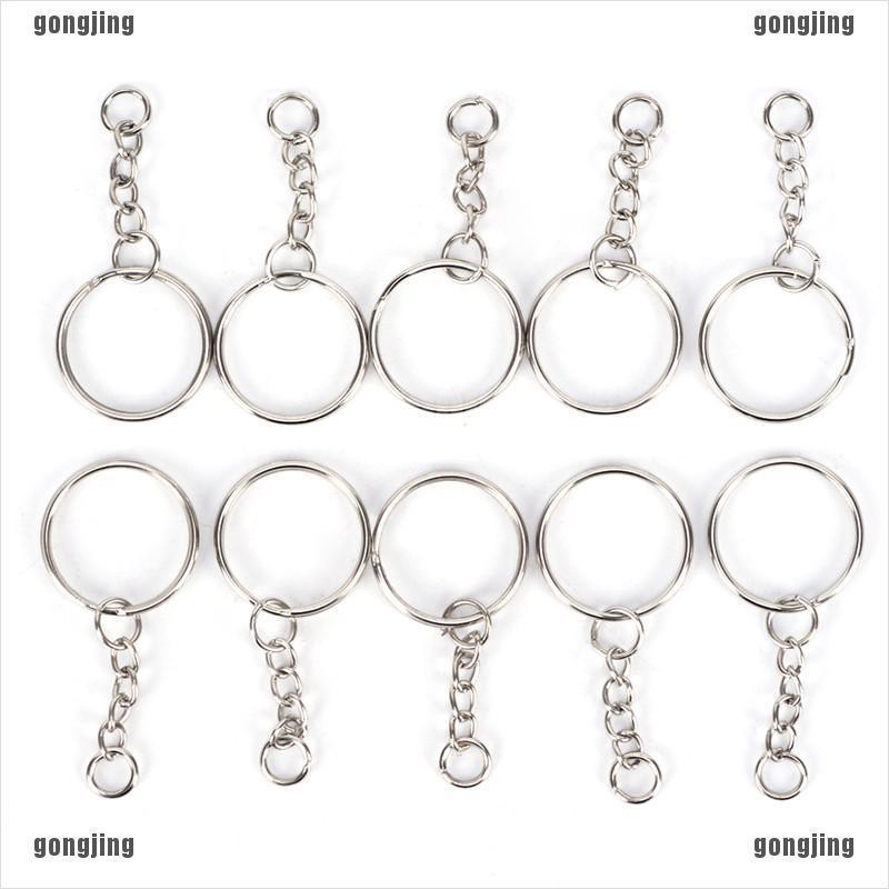 กงจิง❤50 ชิ้น 25 มม. ขัดเงา สีเงิน พวงกุญแจ แยก แหวน พวงกุญแจ โซ่สั้น - รูปที่ 3