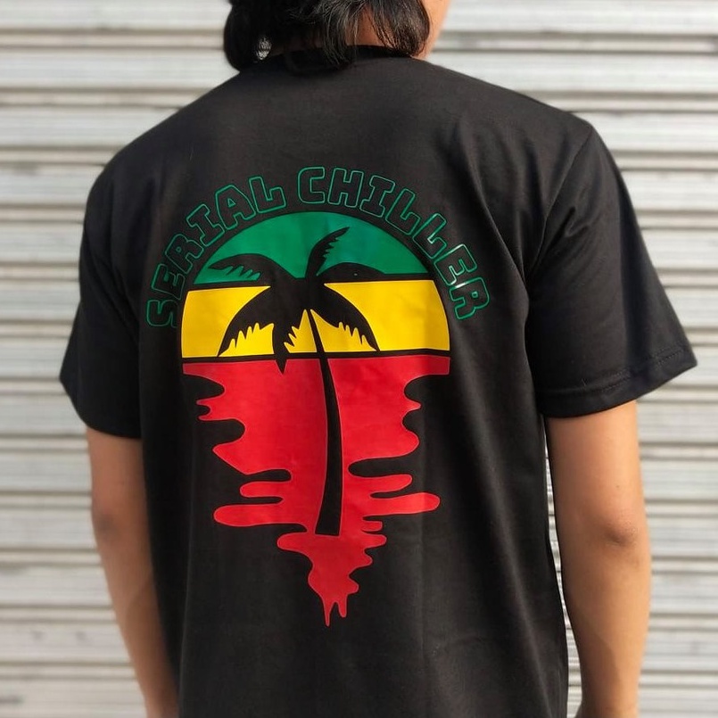 เสื้อแฟชั่นผญ - SERIAL CHILLER SUNSET - Rasta Tshirt Reggae Tshirt สําหรับผู้ชายเสื้อแถลงการณ์สินค้