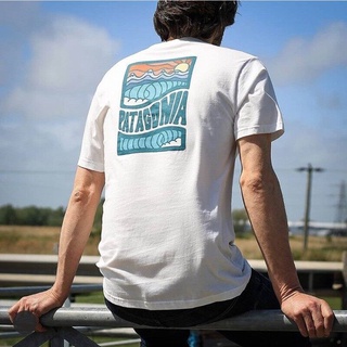 HH Spot Patagonia เสื้อยืดแขนสั้นผ้าฝ้ายพิมพ์ลายสไตล์ญี่ปุ่นสําหรับผู้ชาย เสื้อยืด new cotton