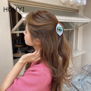 [Exquisite]Korean Blue Evil Eye Hair Clips/ INS Geometric Evil Eye Metal Hairfolder/ Women Trendy Hairpins Hair Accessories