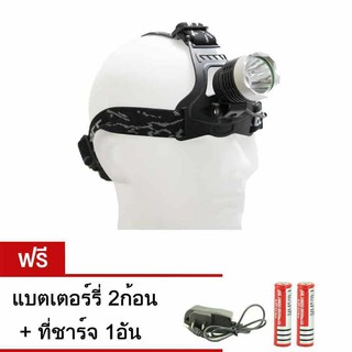 ไฟติดหมวกจักรยาน LED T6 พร้อมแบตเตอร์รี่ และที่ชาร์จไฟ (สีดำ)