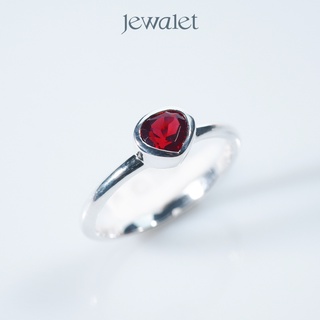JEWALET GARNET LOTUS SILVER FANCY RING แหวนเงินแท้ การ์เนต ดอกบัวแฟนซี 6 มม.