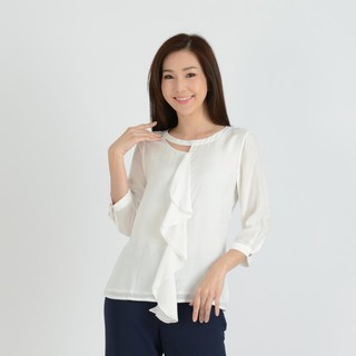 GSP BUSINESS BLOUSE B&amp;W เสื้อแขนยาว สีขาว (SQ1BWH)