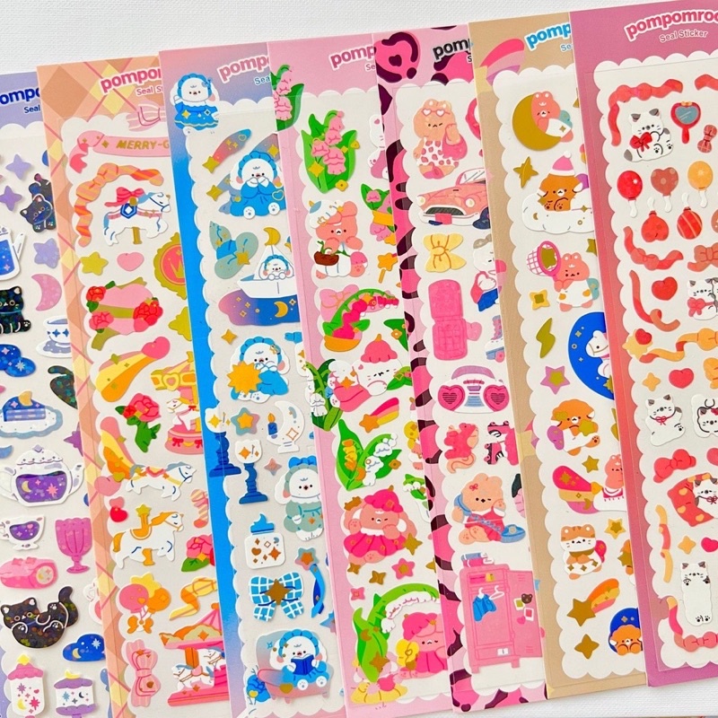 (NEW!) Pompomroom Mini Sticker สติ๊กเกอร์ตกแต่งน่ารัก สติ๊กเกอร์สำตล์เกาหลี ของ DIYแต่งการ์ด