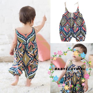 BTY-ทารกแรกเกิดทารกแรกเกิดเด็กผู้หญิงแขนกุด Bohemia Romper Outfits Summer Clothing