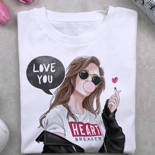 เสือยืดผู้ชาย เสื้อคนอ้วนผญ การออกแบบอินเทรนด์พิมพ์สาวสีขาวขนาดใหญ่แฟชั่นเสื้อยืด LuF เสื้อคนอ้วน