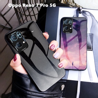 เคสโทรศัพท์มือถือกระจกนิรภัย แบบแข็ง กันกระแทก ลายหินอ่อน สําหรับ Oppo Reno 7 Pro 7Pro Reno7 5G