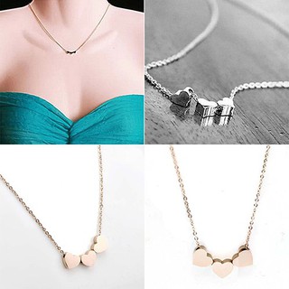 sunnyheart เครื่องประดับแฟชั่นของผู้หญิงสามห่วงโซ่หัวใจรักจี้คอสร้อยคอ Choker