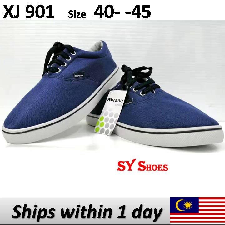 (SY Shoes) Mirono Lace-Up Black Canvas Shoes/Kasut Kerja Kain Biru Bertali/Adult Shoes (XJ 901)