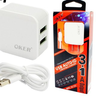 🔥ประกัน1ปี🔥OKer Adapter USB 2 Port 3.1 A ชาร์จเร็ว พร้อมสายชาร์จ