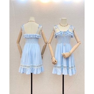 Tuktaclothing 🍀🦋 WINONA MINI DRESS 🍀🦋 เดรสสม๊อครอบอก ดีเทลความน่ารักด้วยสายผูกไหล่ เย็บซับด้านในเนื้อผ้าใส่สบายๆพริ้วๆ