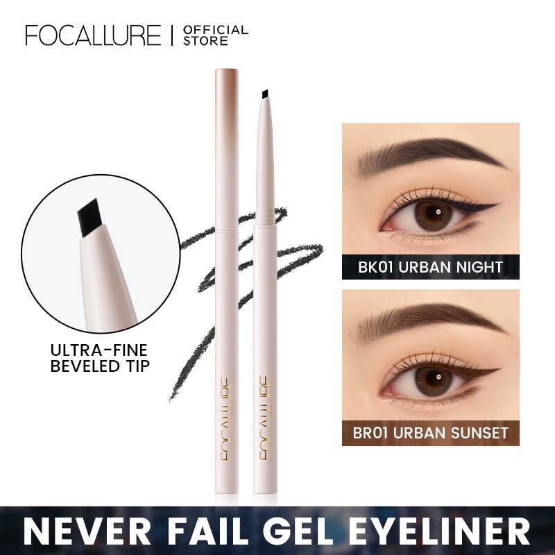 Focallure#Mordenurban Never Fail No Smudge อายไลเนอร์เจล ปลายเอียง บางมาก ใช้ลื่น เม็ดสีสูง ควบคุมง่าย แห้งเร็ว ป้องกันการถ่ายโอน กันน้ํา
