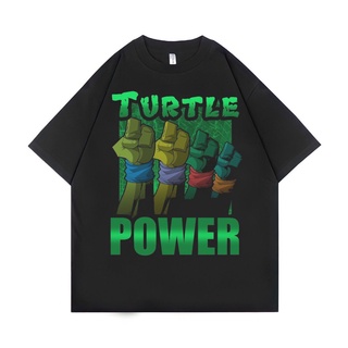 ROUND คอลูกเรือเสื้อยืด ขนาดใหญ่ พิมพ์ลาย Psycho Crucify Turtle Power | สีดํา | เสื้อยืด ขนาดใหญ่ | สไตล์วินเทจ | เสื้อท