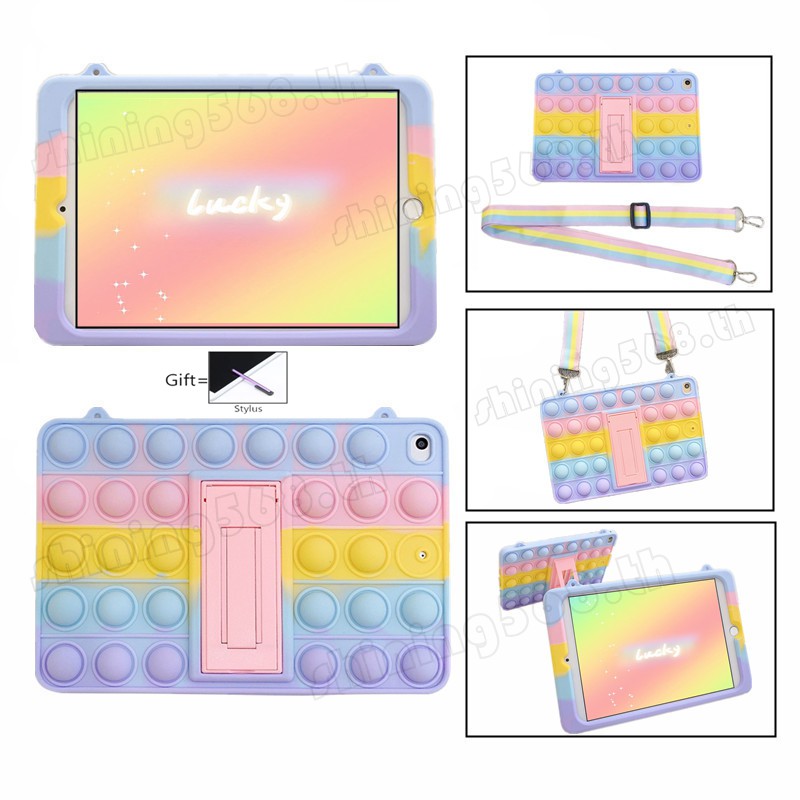 เคสโทรศัพท์ซิลิโคนสีรุ้ง 3 D สําหรับ Samsung Galaxy Tab A 8 . 0 2019 A7 10 . 4 นิ้ว 2020 Sm - T295 T