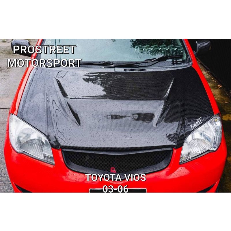 ฝากระโปรง ECON GT TOYOTA VIOS 03-06  ฝากระโปรงคาร์บอน ไฟเบอร์ เพียวคาร์บอน เคฟล่า ฝาเจาะ ฝาเรียบ ฝาซ