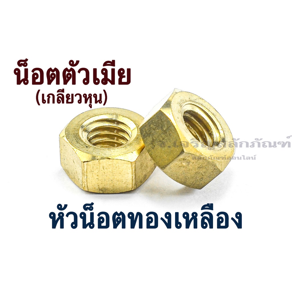 หัวน็อตทองเหลือง 1/8" - 5/8" (1หุน - 5หุน) ตัวเมียเมียทองเหลือง น็อตตัวเมียเกลียวนิ้ว-หุน Brass Hex Nut (แพ็คละ 2 ตัว)