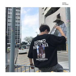 เสื้อยืดOversizedแขนสั้น เสื้อยืดผู้ชายแฟชั่นเกาหลี รุ่นBetter (สีดำ,ขาว)