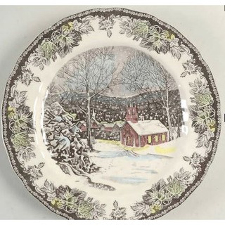 Hachi จาน 10 นิ้ว 10-Inch Plate Dish Winter จานใหญ่ จาน อาหารเย็น Johnson Brothers สไตล์ Green ยุโรป ขนาด10 นิ้ว 1ใบ