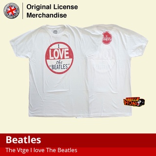 เสื้อยืด ผ้าฝ้าย แบบนิ่ม พิมพ์ลาย Beatles The Vintage I love The Beatles พรีเมี่ยม สไตล์ร็อค