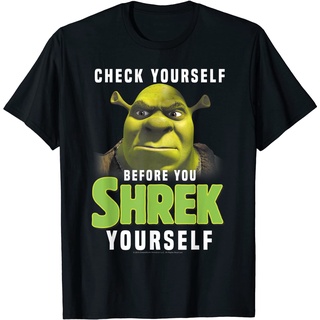 ผ้าฝ้ายคอกลมเสื้อยืด ลาย Shrek Check Yourself Before You Shrek Yourself สําหรับผู้ใหญ่from S-4XL