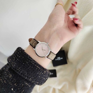 🎀 (สด-ผ่อน) นาฬิกา COACH 28 มิล 14503399 Womens Grand Papa Mujer Signature Fabric Leather Watch