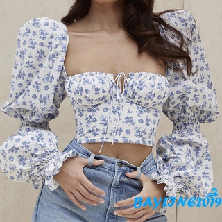 Bay เสื้อครอป แขนยาว หรูหรา ใส่รับลมร้อน สำหรับผู้หญิง